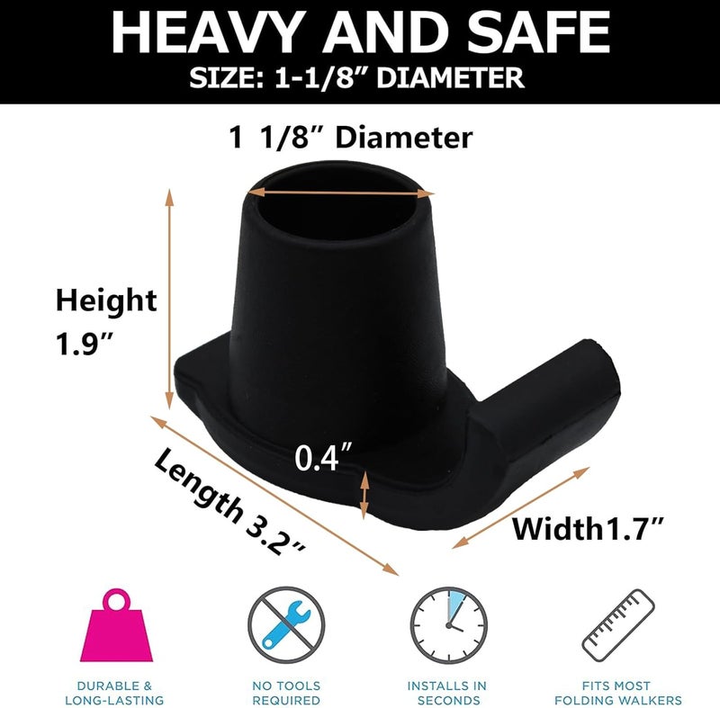 Magicorange Walker Glide Skis, 2 Pcs Universal Fit Walker ski Glides,Easy to Use Rubber Walker Glides,Walker Feet Replacement (Black) - Image 2